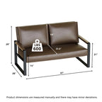 Mieres Mid-Century Style Faux Leather Loveseat Sofa with Steel Frame