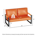 Mieres Mid-Century Style Faux Leather Loveseat Sofa with Steel Frame