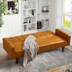 Sofa Bed, Futon Couch Bed, Faux Leather Love Seats Sofa, Loveseat Sleeper Bed For Living Room, Guest