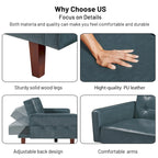 Sofa Bed, Futon Couch Bed, Faux Leather Love Seats Sofa, Loveseat Sleeper Bed For Living Room, Guest