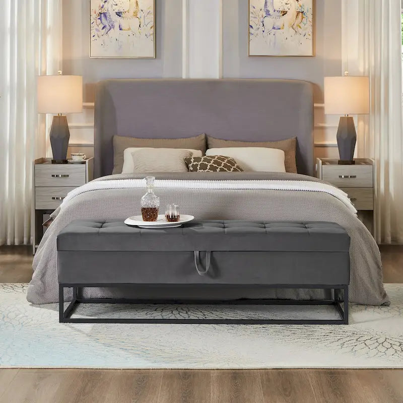 58.6 Bed Bench Metal Base with Storage