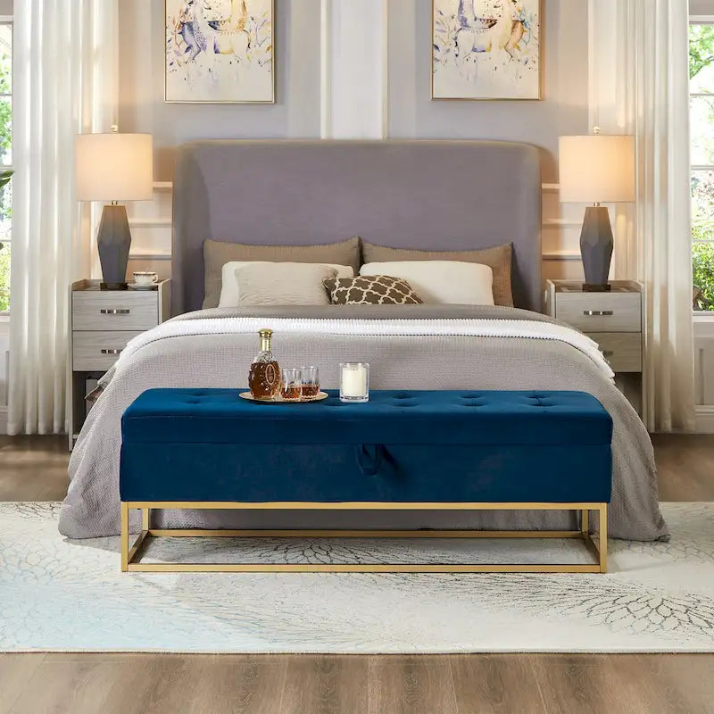58.6 Bed Bench Metal Base with Storage