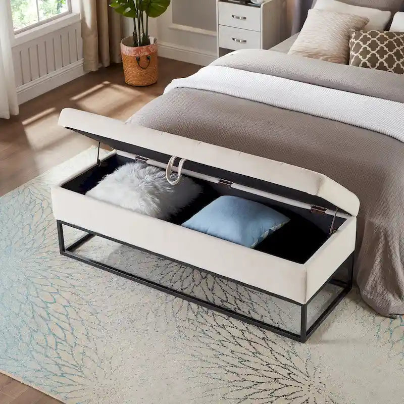58.6 Bed Bench Metal Base with Storage