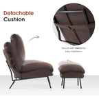 MCombo Set of 2 Accent Chair with Ottoman, Leathaire Fabric LW951