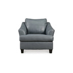 Geno 43 Inch Accent Chair, Oversized Back Cushion, Metallic Gray Leather