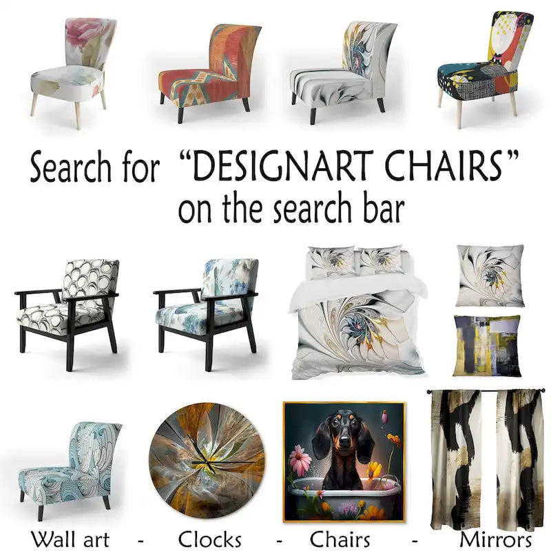 Designart Glam Gold And Black Expression IV Upholstered Modern & Contemporary Accent Chair and Modern & Contemporary Arm Chair
