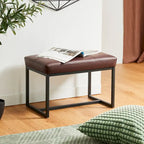 Glitzhome 24W Modern PU Leather Button-tufted Ottoman Foot Stool