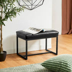 Glitzhome 24W Modern PU Leather Button-tufted Ottoman Foot Stool