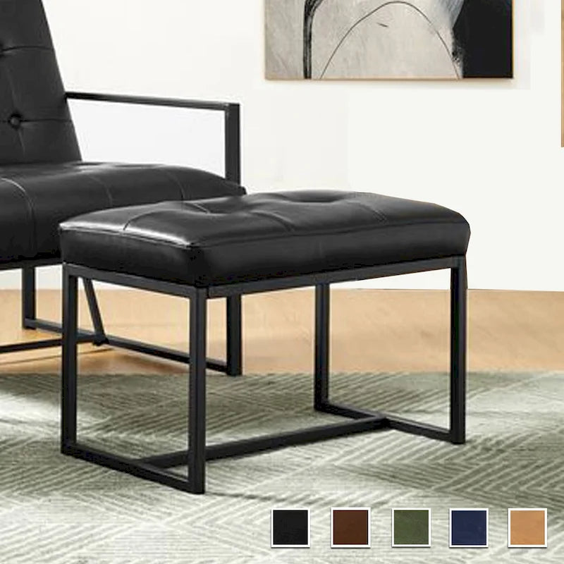 Glitzhome 24W Modern PU Leather Button-tufted Ottoman Foot Stool