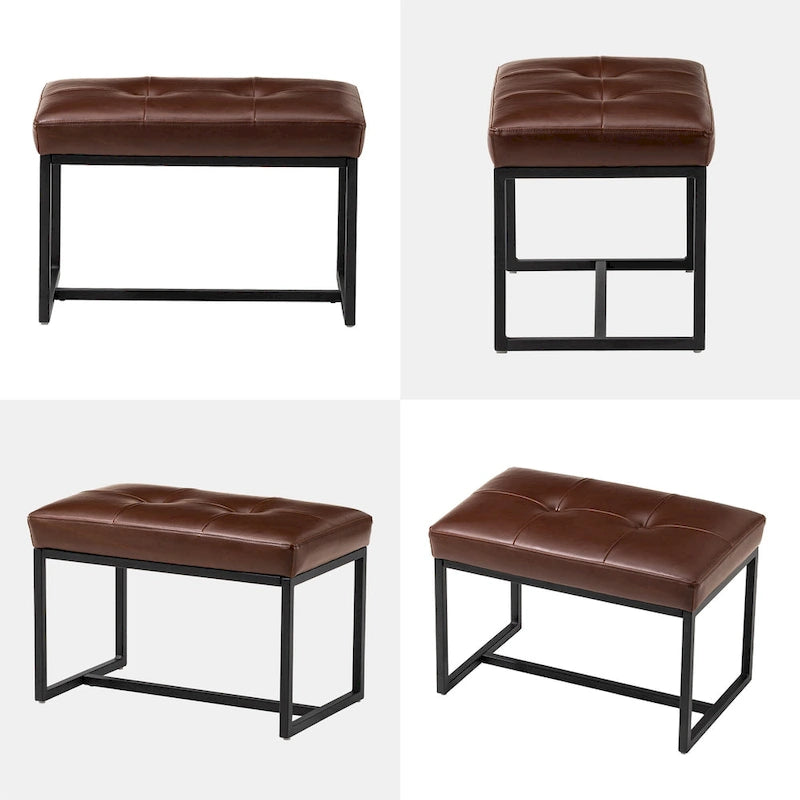 Glitzhome 24W Modern PU Leather Button-tufted Ottoman Foot Stool
