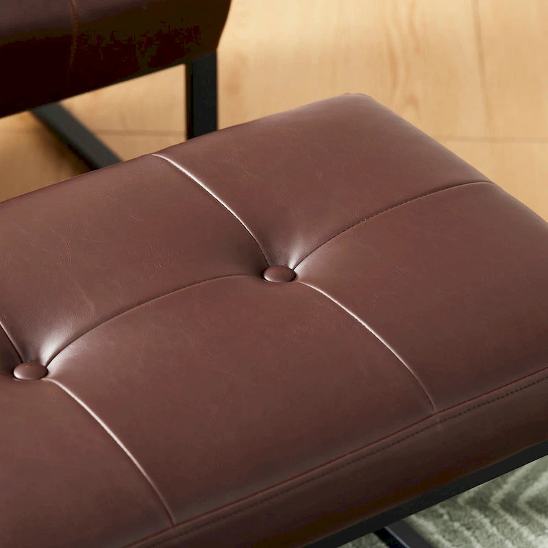 Glitzhome 24W Modern PU Leather Button-tufted Ottoman Foot Stool
