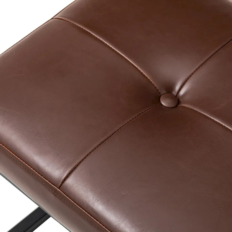 Glitzhome 24W Modern PU Leather Button-tufted Ottoman Foot Stool