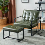 Glitzhome 24W Modern PU Leather Button-tufted Ottoman Foot Stool