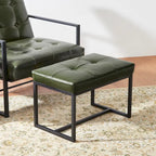 Glitzhome 24W Modern PU Leather Button-tufted Ottoman Foot Stool