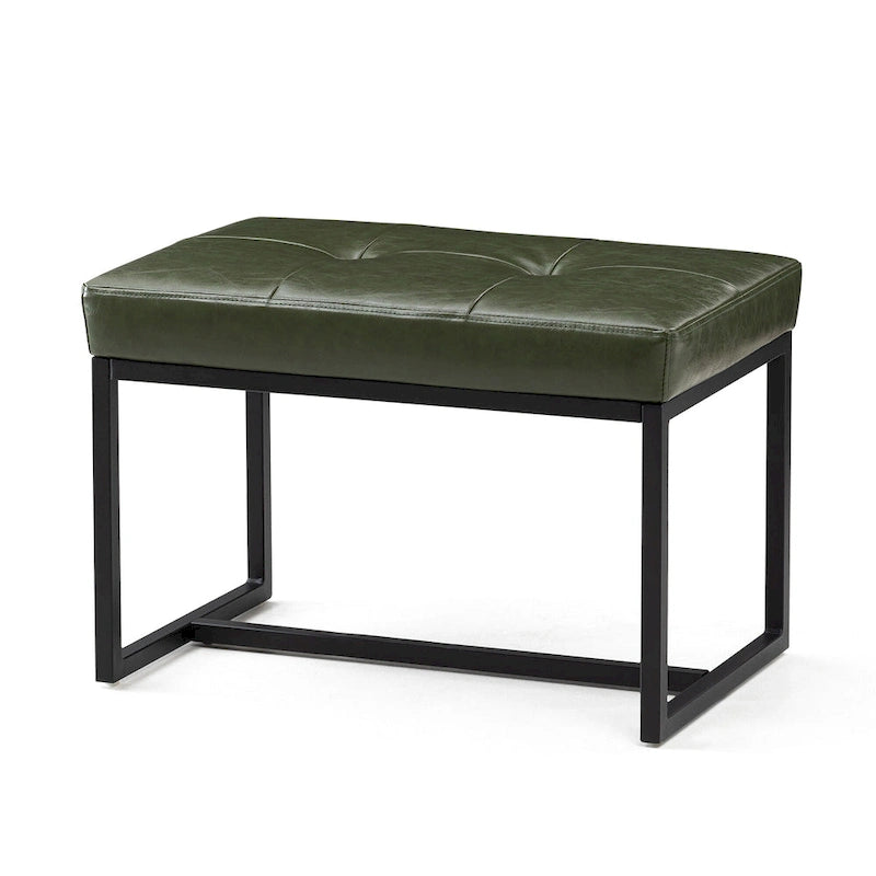 Glitzhome 24W Modern PU Leather Button-tufted Ottoman Foot Stool