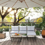 Outsunny 5 Piece Patio Furniture Set, Outdoor Conversation Set with L-Shaped Sofa, Cushions, for Backyard, Lawn and Pool