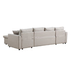 U-Shape Pull-out Sleeper Sectional Sofa with Double Storage Spaces