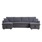U-Shape Pull-out Sleeper Sectional Sofa with Double Storage Spaces