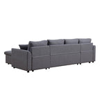 U-Shape Pull-out Sleeper Sectional Sofa with Double Storage Spaces
