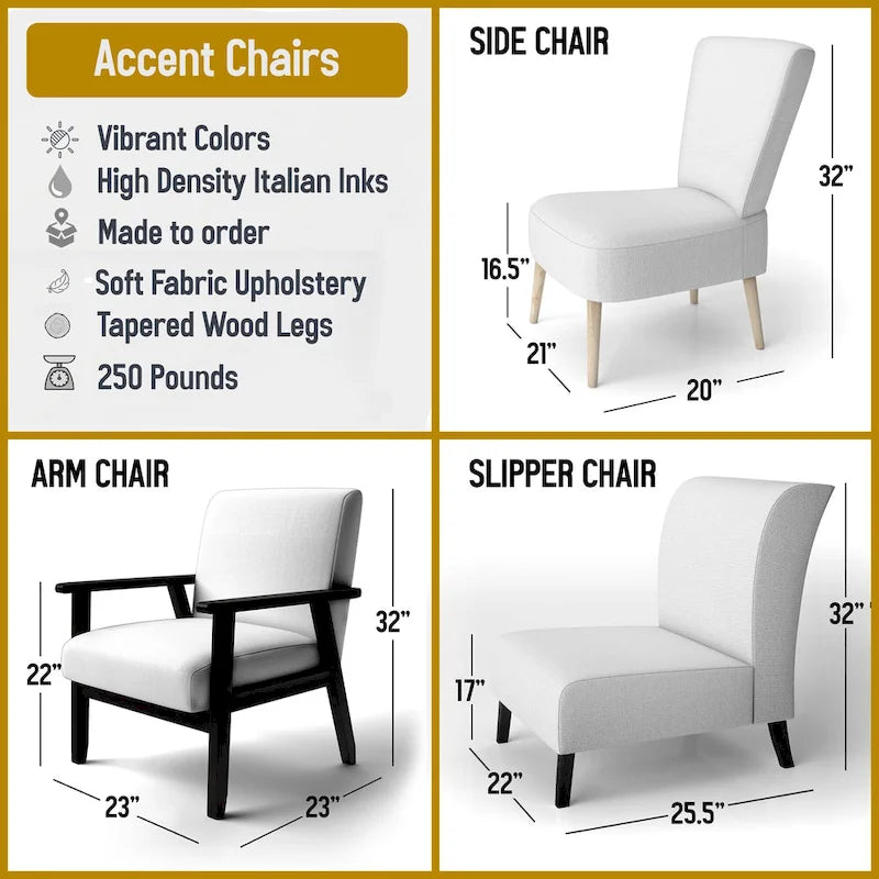 Designart Teal and Gold Elegance Upholstered Minimalism Accent Chair and Modern & Contemporary Arm Chair - Multiple Color