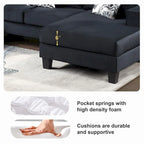 Modern U Shape Sectional Sofa, Velvet Corner Couch with Lots of Pillows Included