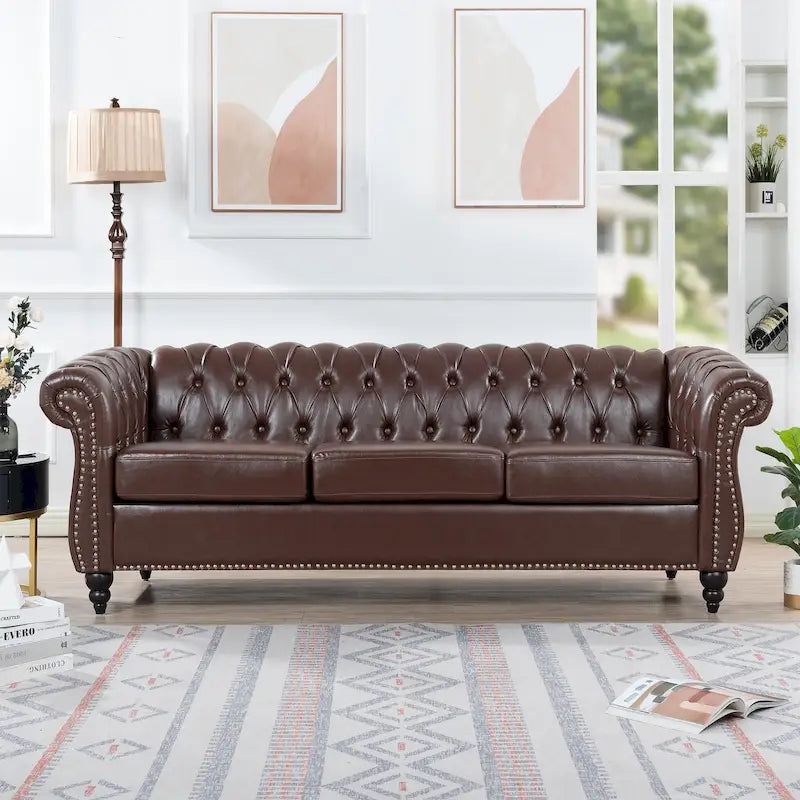 84.65 Rolled Arm Chesterfield 3 Seater Sofa