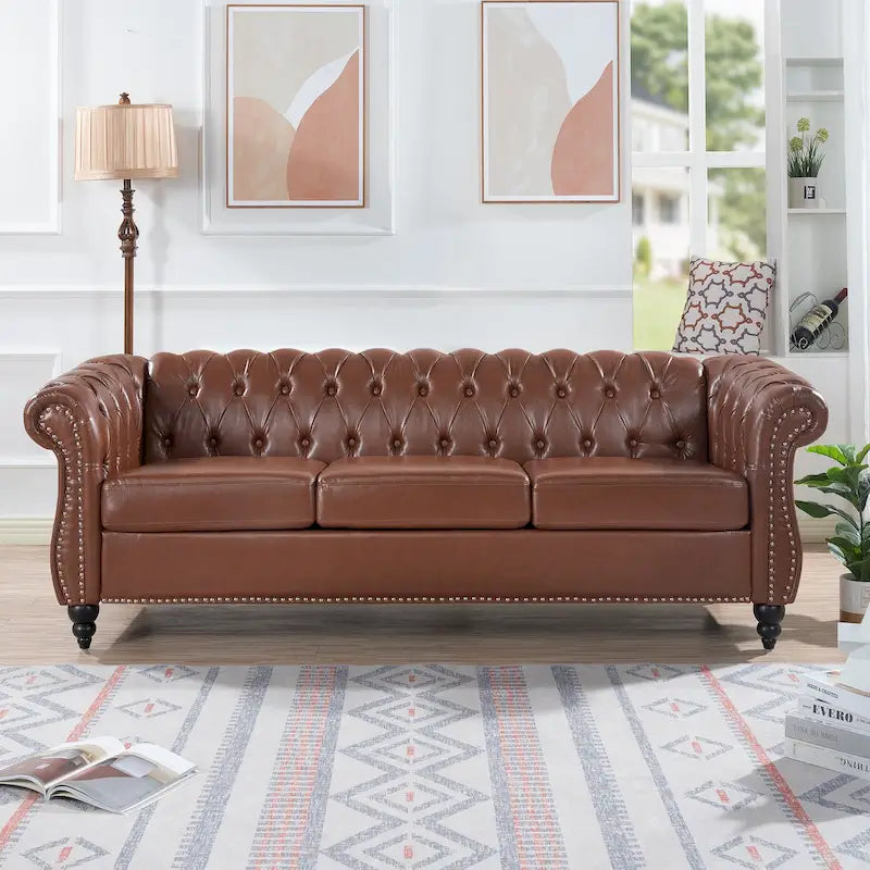 84.65 Rolled Arm Chesterfield 3 Seater Sofa