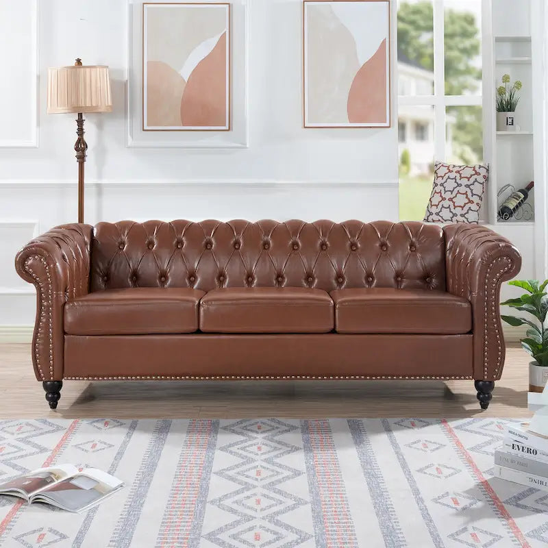 84.65 Rolled Arm Chesterfield 3 Seater Sofa