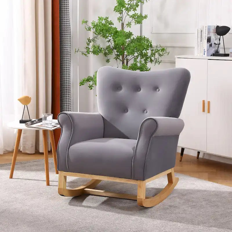 Rocking Chair, Upholstered Accent Chair for Nursery,Living Room, Small Contemporary Rocker, Kids Cushioned Arm Chair