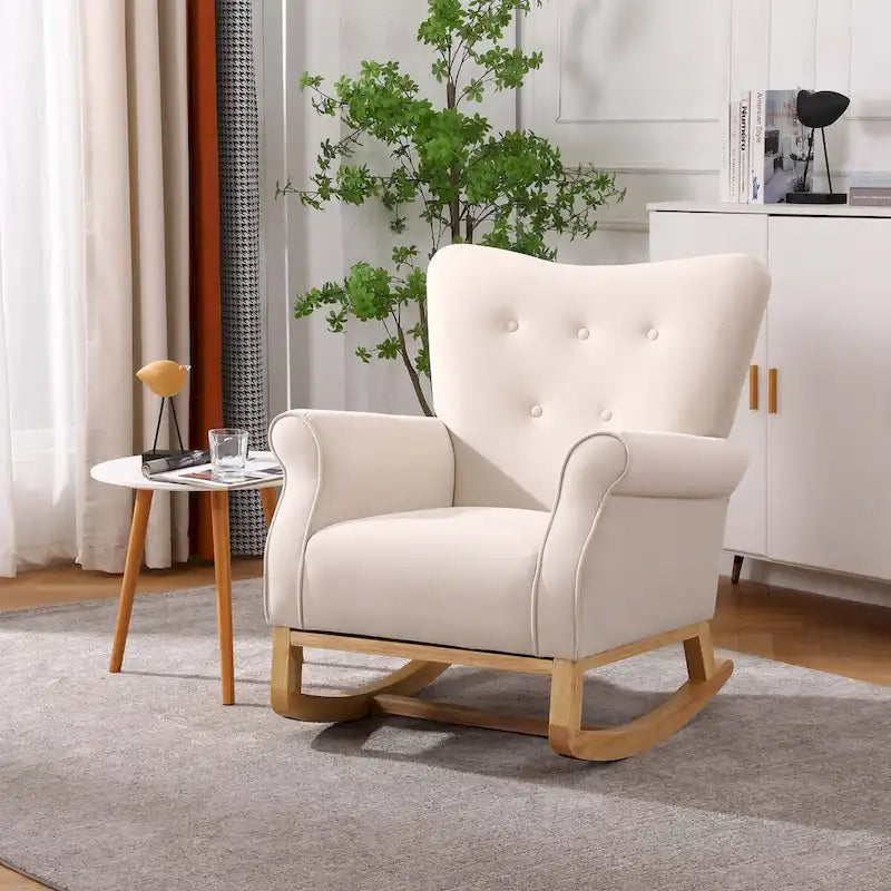 Rocking Chair, Upholstered Accent Chair for Nursery,Living Room, Small Contemporary Rocker, Kids Cushioned Arm Chair