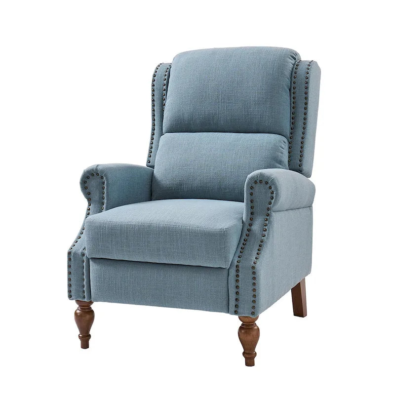 Terri Traditional Roll Arm Manual Recliner with Solid Wood Legs by HULALA HOME