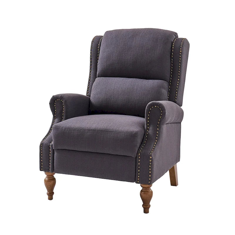 Terri Traditional Roll Arm Manual Recliner with Solid Wood Legs by HULALA HOME
