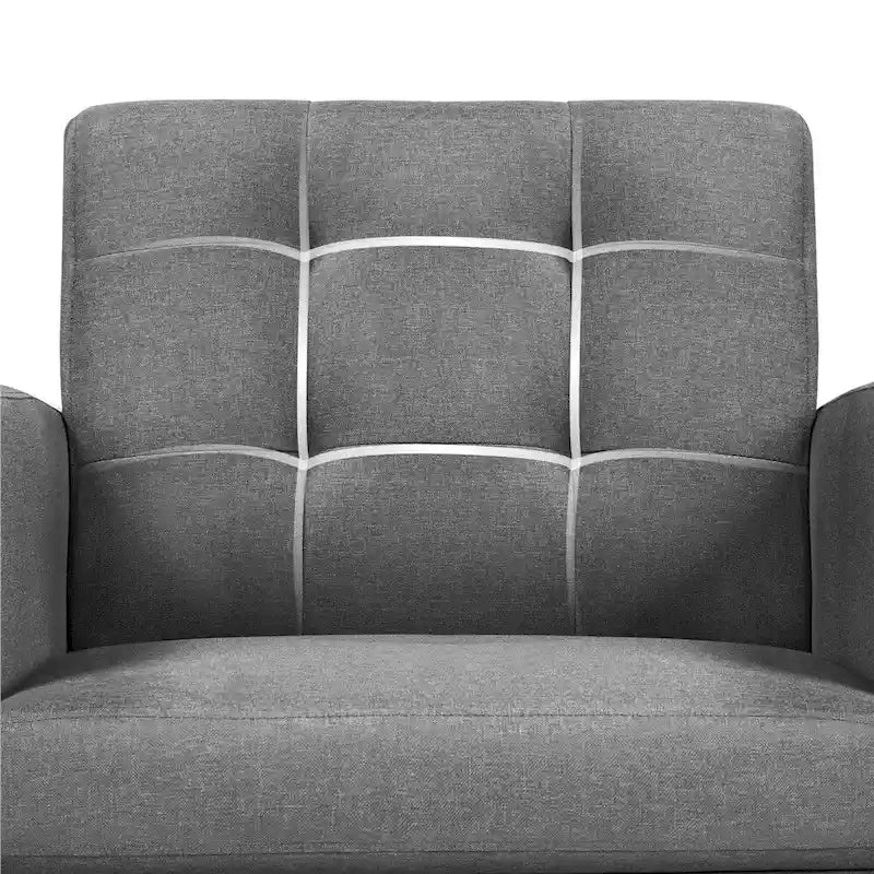 Mid Century Modern Fabric Arm Chair Tufted Accent Chair with Rubber Wooden Leg