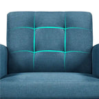 Mid Century Modern Fabric Arm Chair Tufted Accent Chair with Rubber Wooden Leg