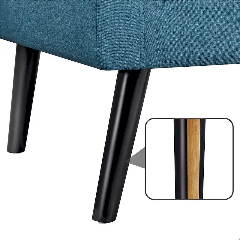 Mid Century Modern Fabric Arm Chair Tufted Accent Chair with Rubber Wooden Leg