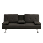 Modern Convertible Adjustable Sofa Bed - Faux Leather Recliner Double Sofa