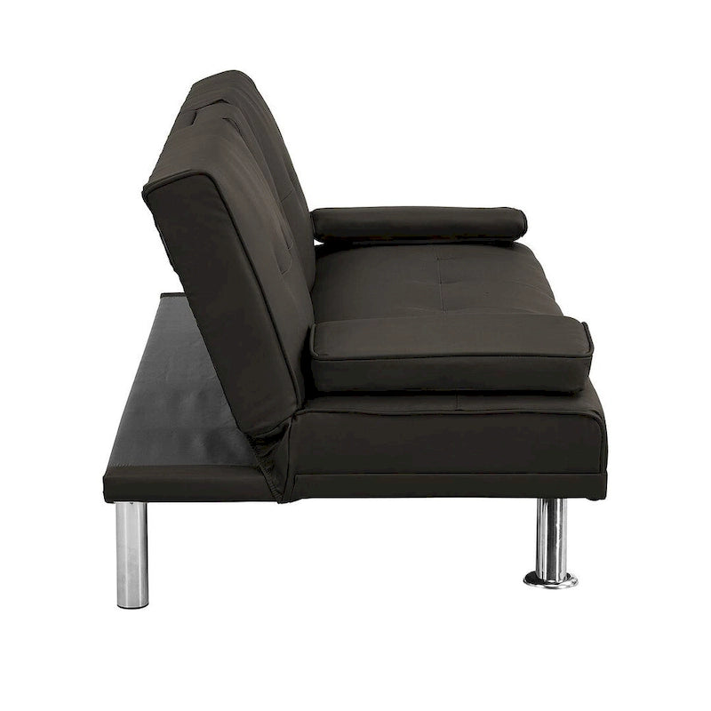 Modern Convertible Adjustable Sofa Bed - Faux Leather Recliner Double Sofa