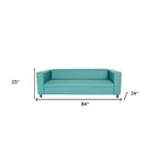 HomeRoots 84 Blue Faux Leather Sofa With Black Legs - 84