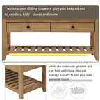 Shoe Rack with Cushioned Seat and Drawers, Multipurpose Entryway Storage Bench
