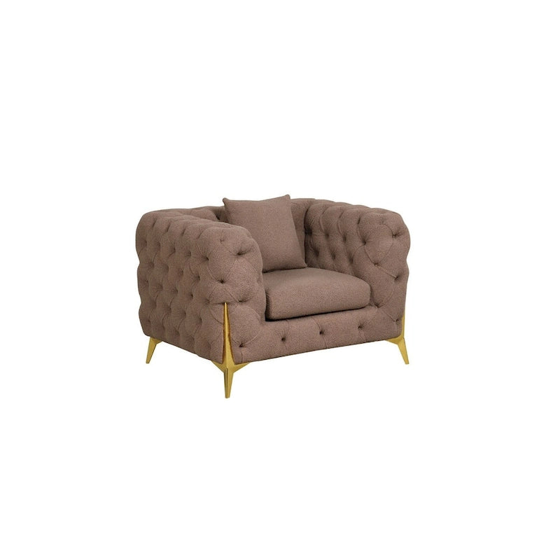 3 Pieces Mid-century Modern Buckle Fabric Living Room Sofa Set Sectional