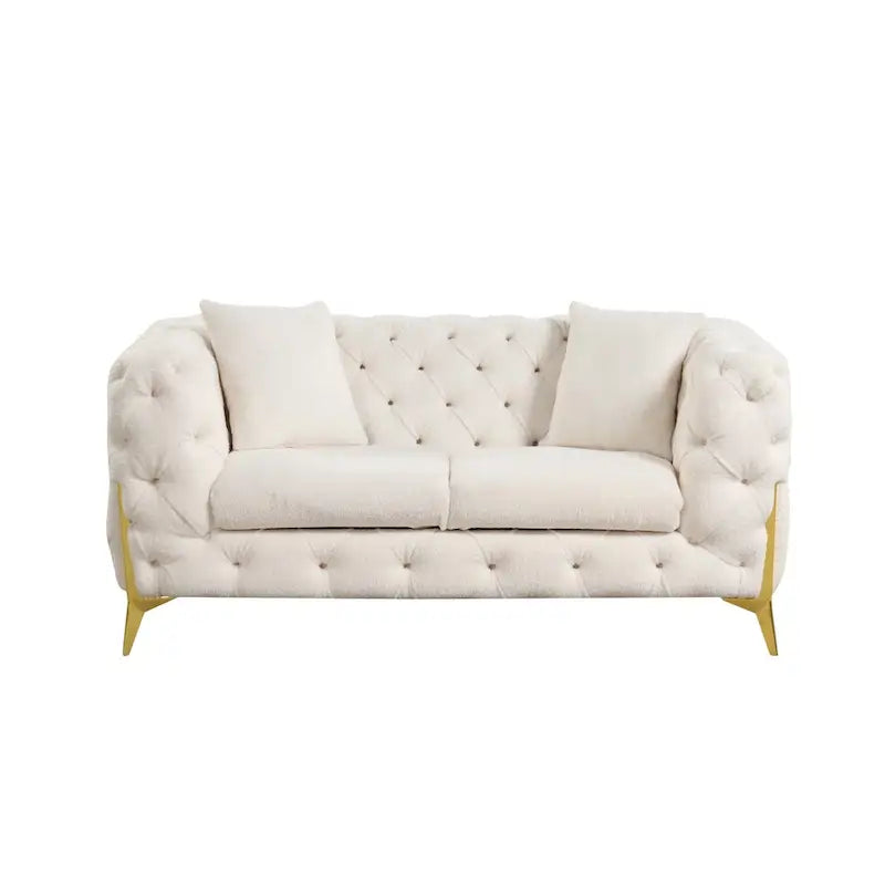 3 Pieces Mid-century Modern Buckle Fabric Living Room Sofa Set Sectional