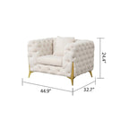 3 Pieces Mid-century Modern Buckle Fabric Living Room Sofa Set Sectional