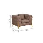 3 Pieces Mid-century Modern Buckle Fabric Living Room Sofa Set Sectional