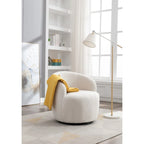 Swivel Accent Armchair Teddy Fabric Upholstered Barrel Chair with Black Point Round Swivel Metal Base