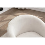 Swivel Accent Armchair Teddy Fabric Upholstered Barrel Chair with Black Point Round Swivel Metal Base