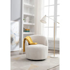 Swivel Accent Armchair Teddy Fabric Upholstered Barrel Chair with Black Point Round Swivel Metal Base