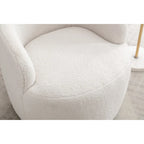 Swivel Accent Armchair Teddy Fabric Upholstered Barrel Chair with Black Point Round Swivel Metal Base