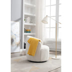 Swivel Accent Armchair Teddy Fabric Upholstered Barrel Chair with Black Point Round Swivel Metal Base