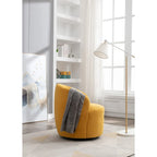 Swivel Accent Armchair Teddy Fabric Upholstered Barrel Chair with Black Point Round Swivel Metal Base