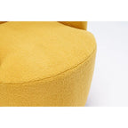 Swivel Accent Armchair Teddy Fabric Upholstered Barrel Chair with Black Point Round Swivel Metal Base